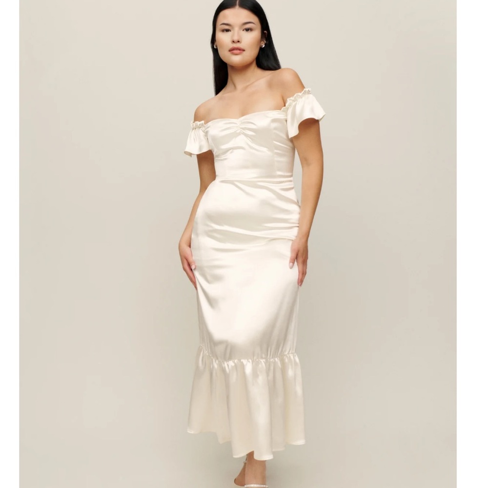 NWT Reformation Sianna silk dress, size 4, ivory